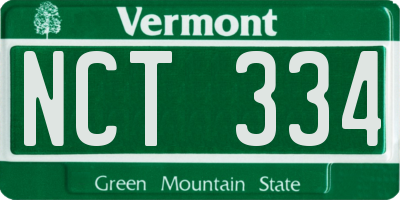 VT license plate NCT334