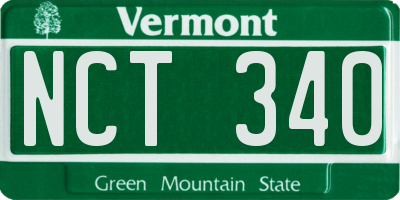 VT license plate NCT340