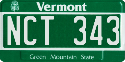 VT license plate NCT343