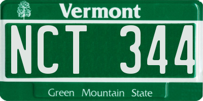VT license plate NCT344