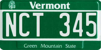 VT license plate NCT345