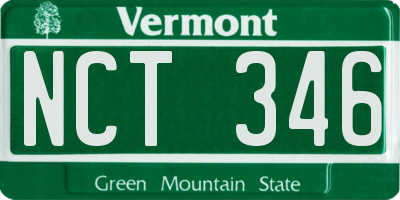 VT license plate NCT346