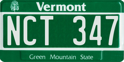 VT license plate NCT347