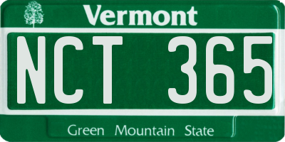 VT license plate NCT365