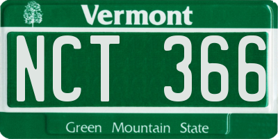 VT license plate NCT366