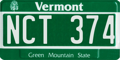 VT license plate NCT374