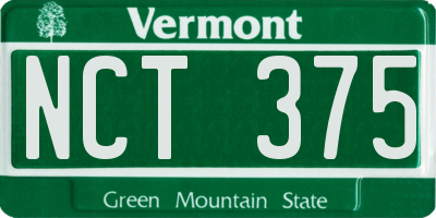 VT license plate NCT375