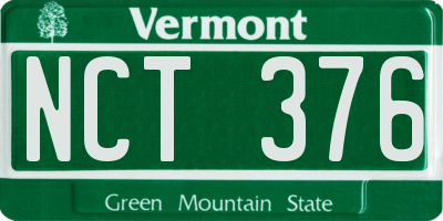 VT license plate NCT376