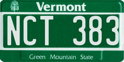 VT license plate NCT383