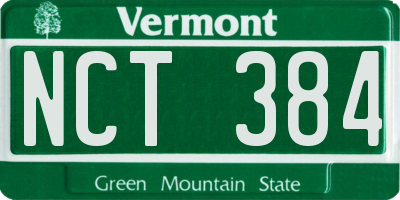 VT license plate NCT384