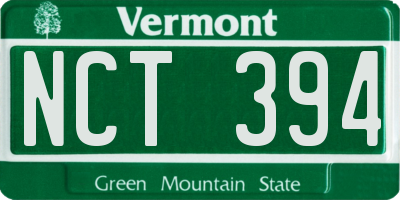 VT license plate NCT394