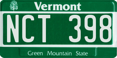 VT license plate NCT398