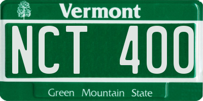 VT license plate NCT400