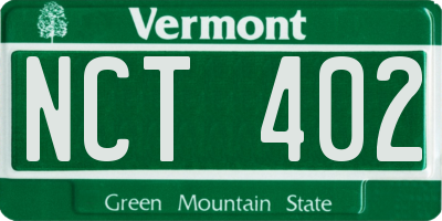 VT license plate NCT402