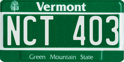 VT license plate NCT403