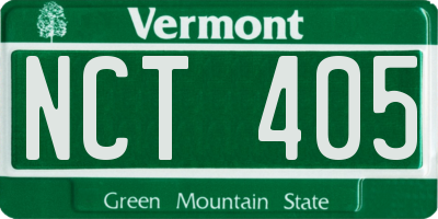 VT license plate NCT405