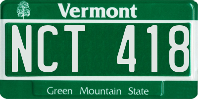 VT license plate NCT418
