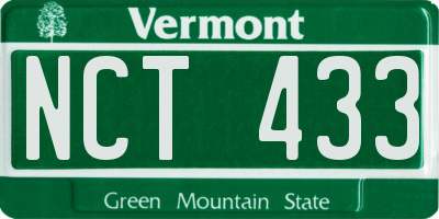 VT license plate NCT433
