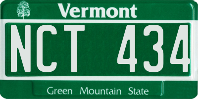 VT license plate NCT434