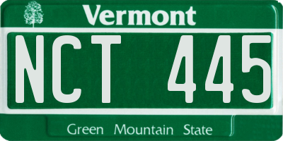 VT license plate NCT445