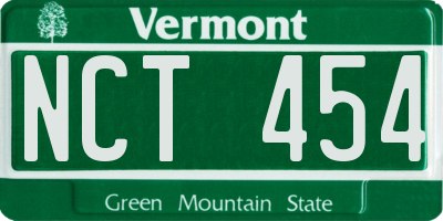 VT license plate NCT454
