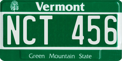 VT license plate NCT456