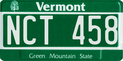 VT license plate NCT458