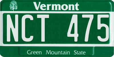 VT license plate NCT475