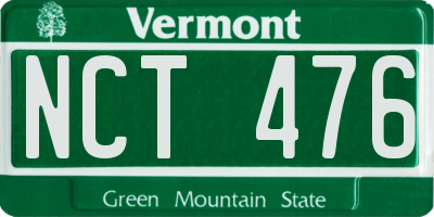 VT license plate NCT476