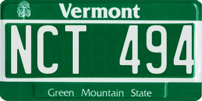VT license plate NCT494