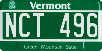 VT license plate NCT496