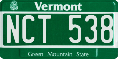 VT license plate NCT538