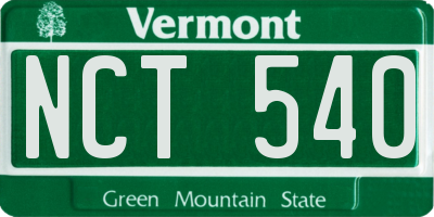 VT license plate NCT540