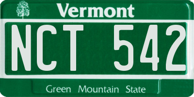 VT license plate NCT542