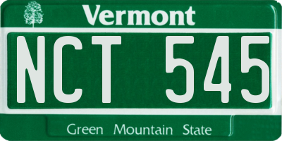 VT license plate NCT545