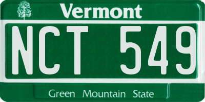 VT license plate NCT549