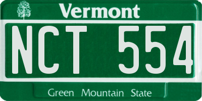 VT license plate NCT554