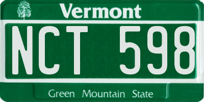 VT license plate NCT598