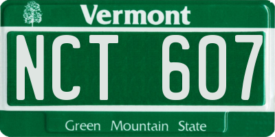VT license plate NCT607