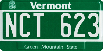VT license plate NCT623