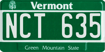 VT license plate NCT635