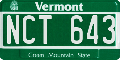 VT license plate NCT643