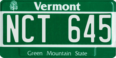 VT license plate NCT645