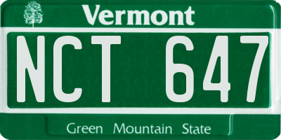 VT license plate NCT647