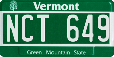 VT license plate NCT649