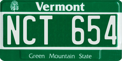 VT license plate NCT654