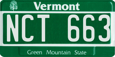 VT license plate NCT663