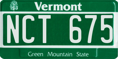 VT license plate NCT675