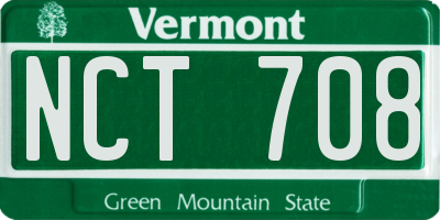 VT license plate NCT708