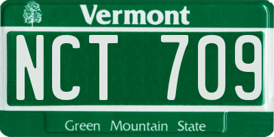 VT license plate NCT709